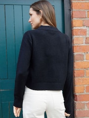 Threadbare Black Cropped Knitted Cardigan With Collar - Image 4 of 4