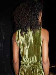 Threadbare Green Crinkle Velvet Waistcoat - Image 2 of 4