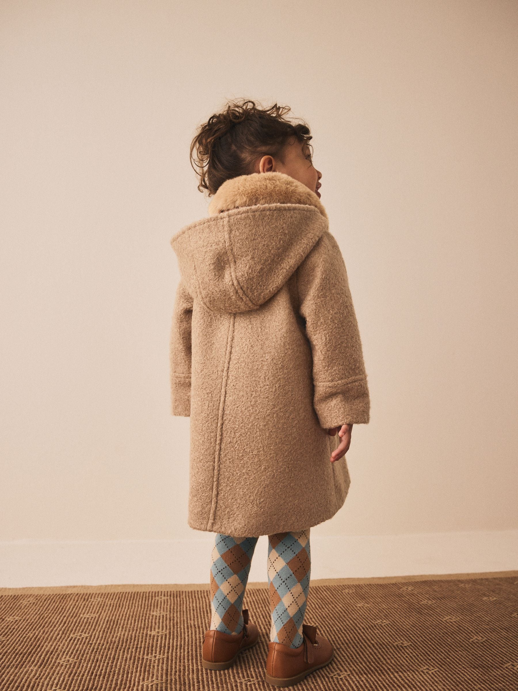 Buy Camel Faux Fur Collar Hooded Coat (3mths-7yrs) from Next USA