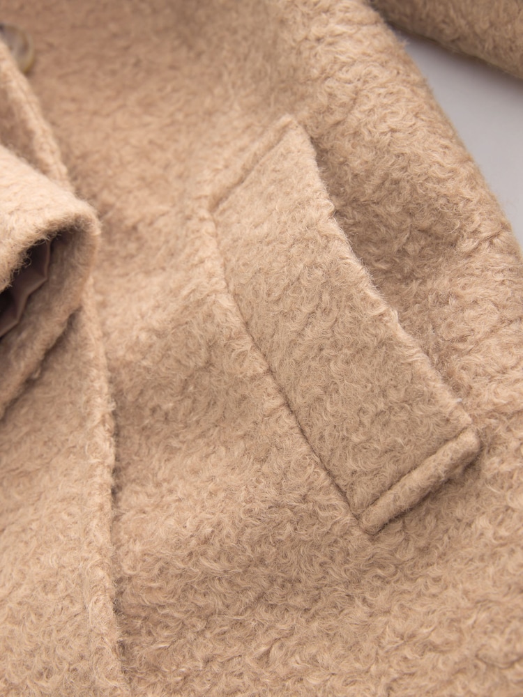 Camel Faux Fur Collar Hooded Coat with Wool (3mths-7yrs) - Image 5 of 5 Camel Faux Fur Collar Hooded Coat with Wool (3mths-7yrs) - Image 5 of 5