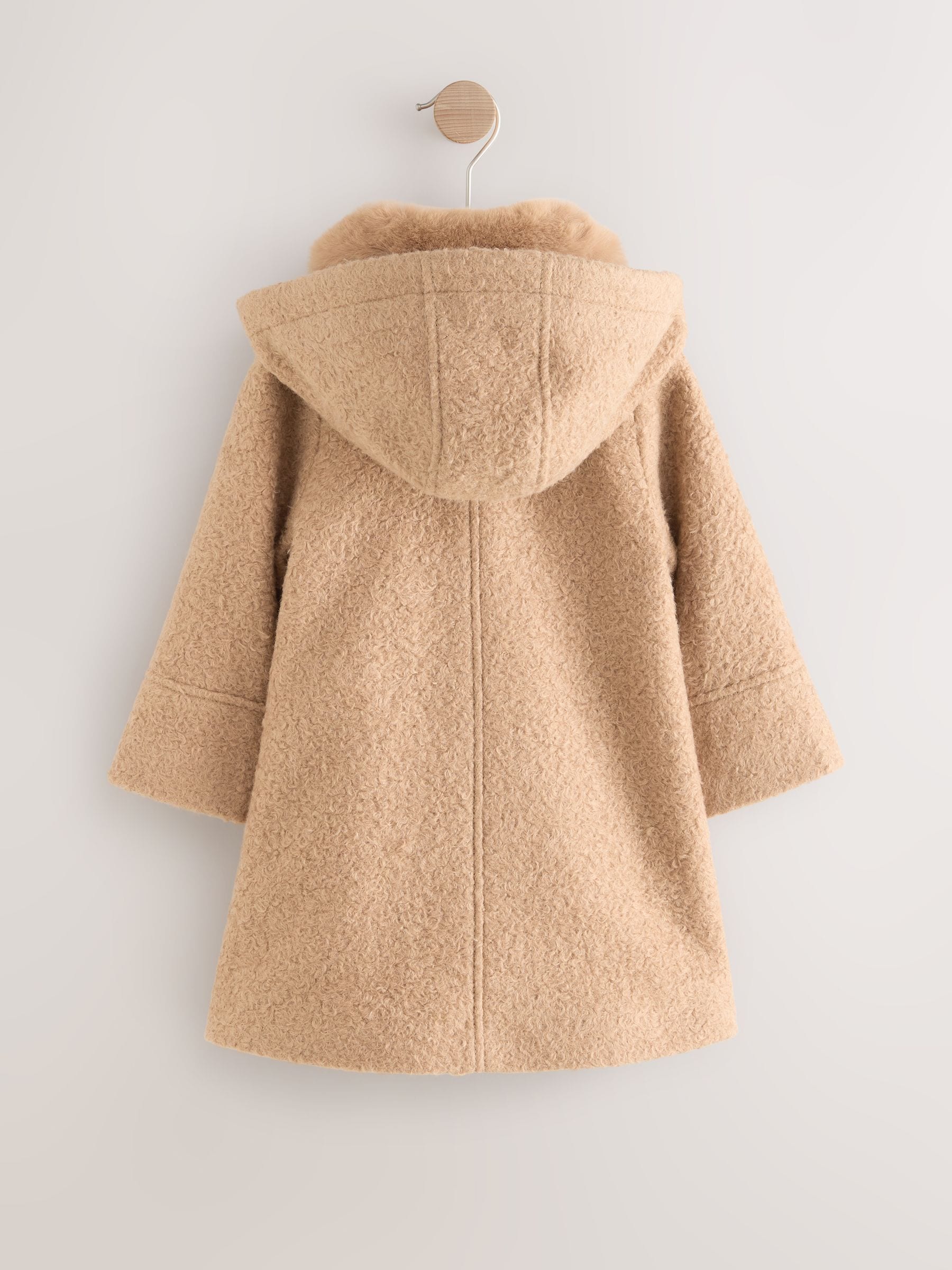Buy Camel Faux Fur Collar Hooded Coat (3mths-7yrs) from Next USA