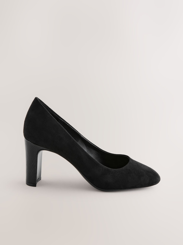 Black Extra Wide Fit Forever Comfort® Round Toe Block Court Shoes - Image 2 of 5