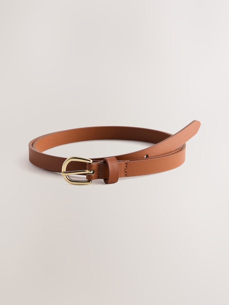 Black/Tan PU Skinny Belts 2 Pack - Image 3 of 5