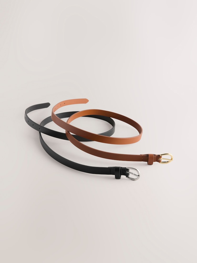 Preto/Ruivo - Pacote de Belts finos de PU 2 - Imagem 5 de 5