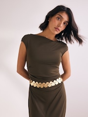Gold Hammered Disc Rope Belt - Image 1 of 4