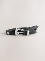 Black/Silver Skinny Western Pu Belt - Image 4 of 6