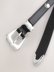 Black/Silver Skinny Western Pu Belt - Image 5 of 6