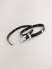 Black/Silver Skinny Western Pu Belt - Image 6 of 6