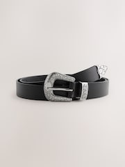 Black Western Leather Belt - Image 1 of 3