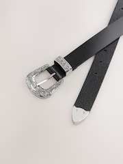 Black Western Leather Belt - Image 2 of 3