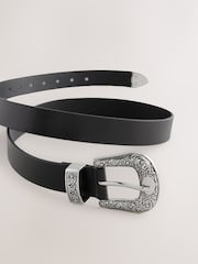 Black Western Leather Belt - Image 3 of 3