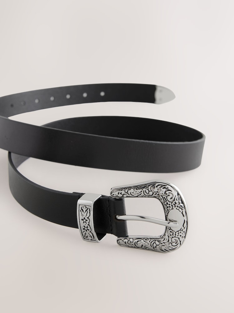 Black Western Leather Belt - Image 3 of 3