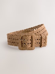 Brown Regular Width Raffia Belt - Image 4 of 6