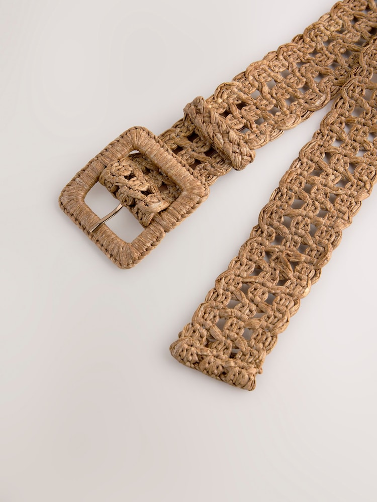 Brown Regular Width Raffia Belt - Image 6 of 6