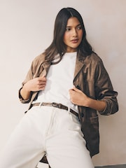 Chocolate Snake Print PU Belt - Image 1 of 5