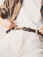 Chocolate Snake Print PU Belt - Image 2 of 5