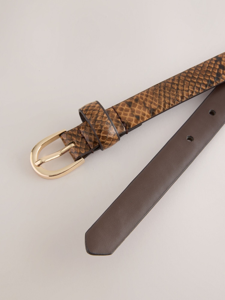 Chocolate Snake Print PU Belt - Image 5 of 5