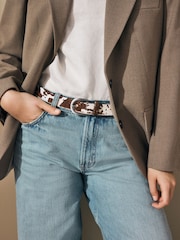 Cow Print Hair-on Leather Belt - Image 2 of 4