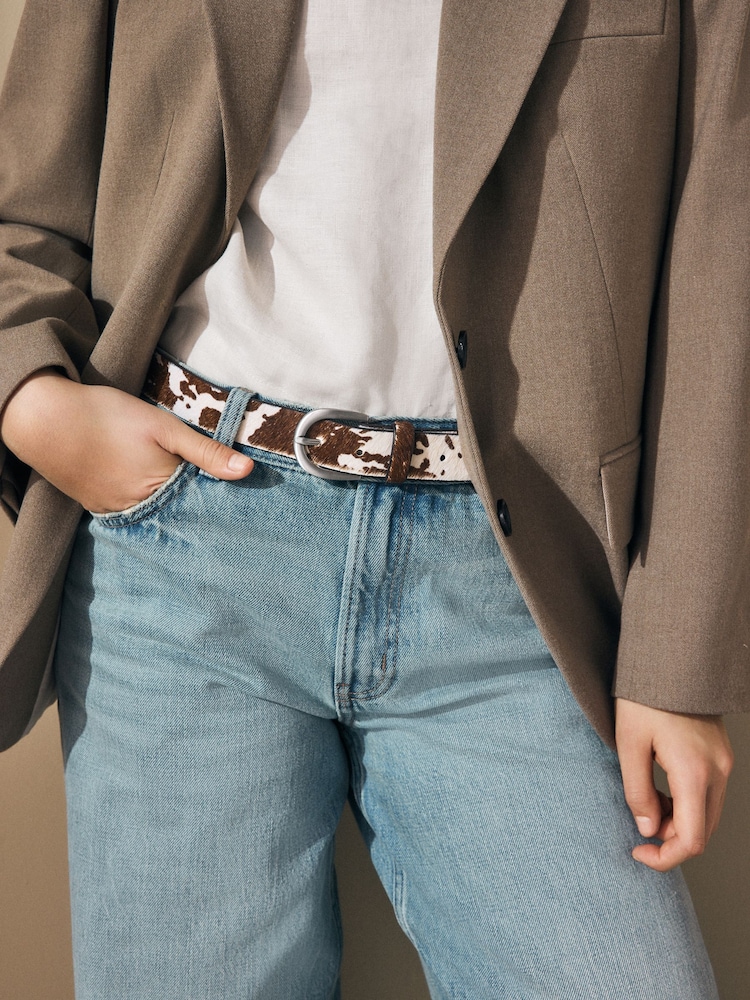Cow Print Hair-on Leather Belt - Image 2 of 4