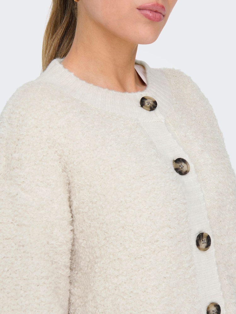 JDY Cream Cosy Knitted Button Cardigan - Image 6 of 7
