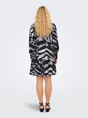 JDY Grey Zebra Print Long Sleeve Shirt Dress - Image 5 of 6