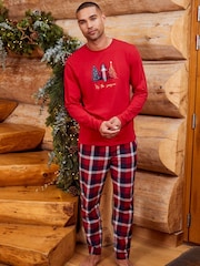 Threadbare Red Curve 100% Cotton Long Sleeve Christmas Check Pyjama Set - Image 1 of 8