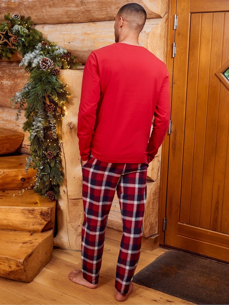 Threadbare Red Curve 100% Cotton Long Sleeve Christmas Check Pyjama Set - Image 2 of 8