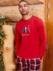 Threadbare Red Curve 100% Cotton Long Sleeve Christmas Check Pyjama Set - Image 3 of 8