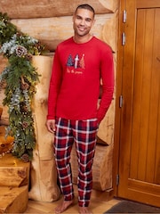 Threadbare Red Curve 100% Cotton Long Sleeve Christmas Check Pyjama Set - Image 5 of 8