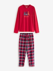 Threadbare Red Curve 100% Cotton Long Sleeve Christmas Check Pyjama Set - Image 6 of 8