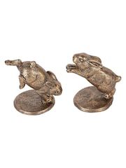 Laura Ashley Set of 2 Gold Hopping Rabbits - Image 4 of 6