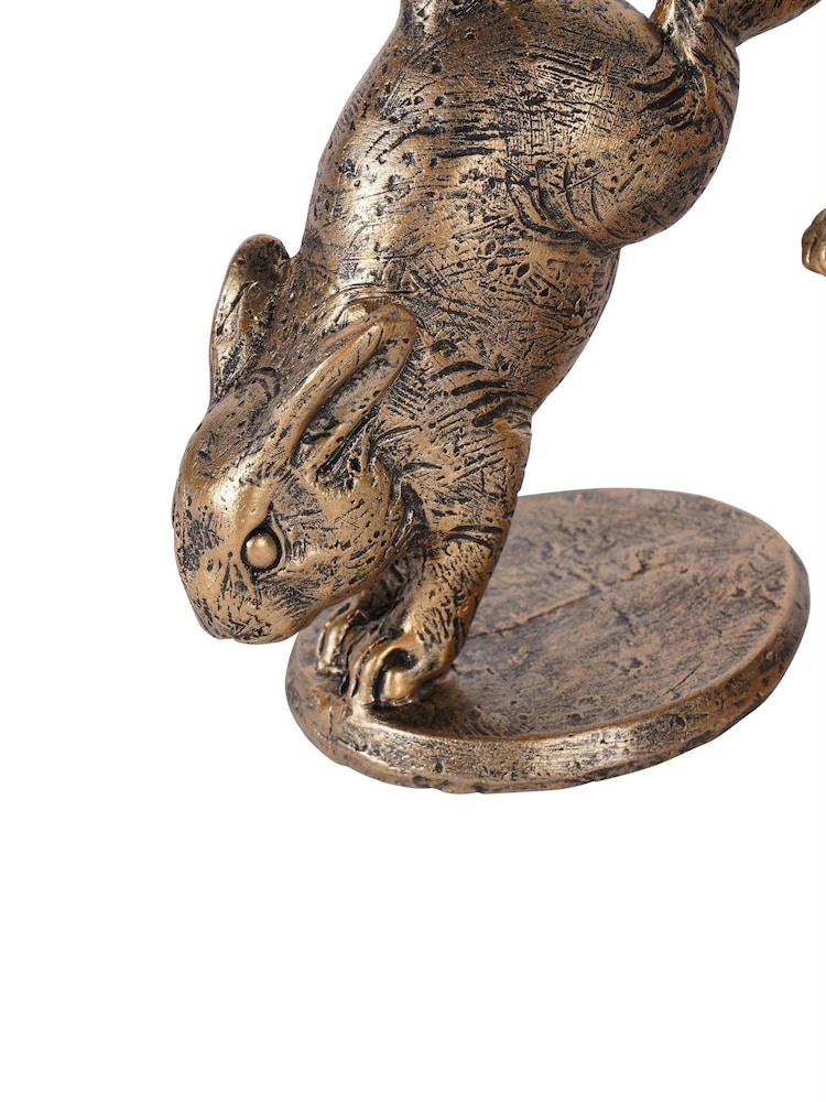 Laura Ashley Set of 2 Gold Hopping Rabbits - Image 6 of 6