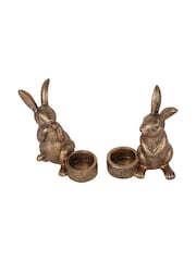 Laura Ashley Set of 2 Gold Rabbit Tea Light Holders - Image 4 of 6