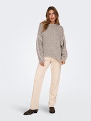 JDY Grey Blanket Stitch Knitted Long Sleeves Jumper - Image 3 of 7