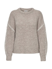 JDY Grey Blanket Stitch Knitted Long Sleeves Jumper - Image 6 of 7