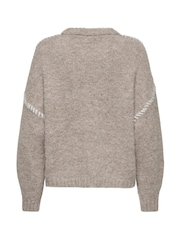 JDY Grey Blanket Stitch Knitted Long Sleeves Jumper - Image 7 of 7