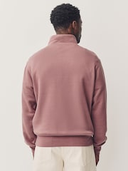 Berry Pink Jersey Cotton Rich Quarter Zip Sweatshirt - Image 3 of 7