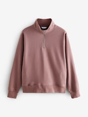 Berry Pink Jersey Cotton Rich Quarter Zip Sweatshirt - Image 5 of 7