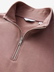 Berry Pink Jersey Cotton Rich Quarter Zip Sweatshirt - Image 6 of 7