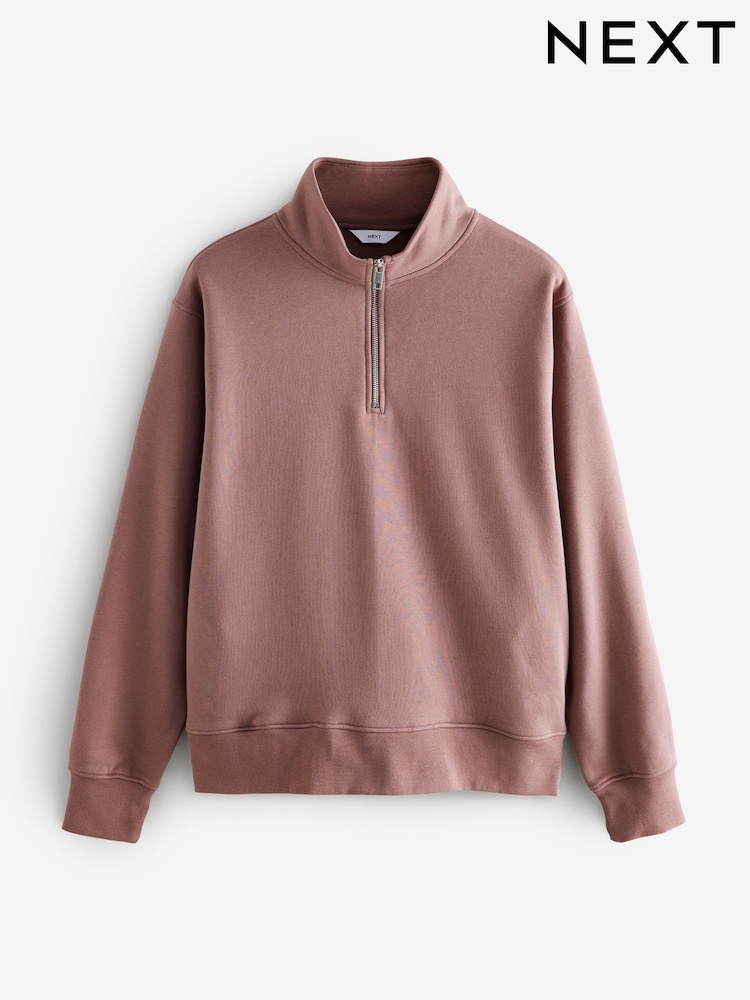Rdeče-roza - Jersey Cotton Rich Quarter Zip zgornji del trenirke; majica za treniranje - Slika 9 iz 9
