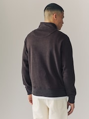 Brown Marl Jersey Cotton Rich Quarter Zip Sweatshirt - Image 4 of 6