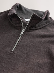 Brown Marl Jersey Cotton Rich Quarter Zip Sweatshirt - Image 5 of 6