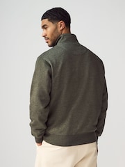 Khaki Green Marl Jersey Cotton Rich Quarter Zip Sweatshirt - Image 3 of 7
