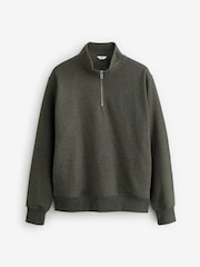 Khaki Green Marl Jersey Cotton Rich Quarter Zip Sweatshirt - Image 5 of 7