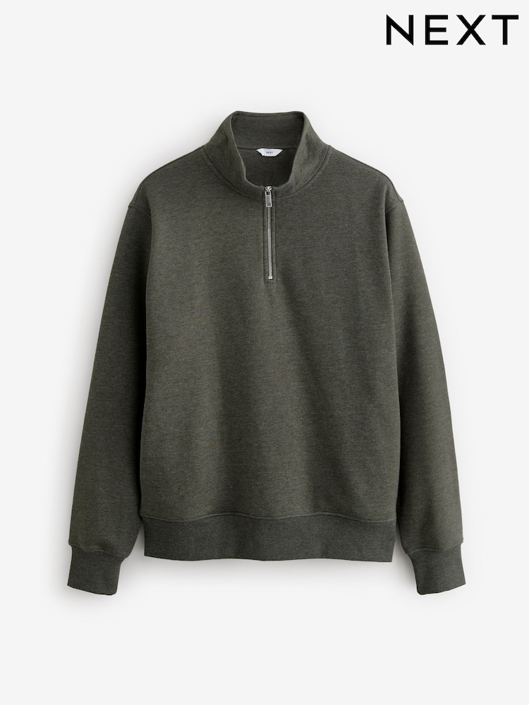 Kaki zelena melirana - Jersey Cotton Rich Quarter Zip zgornji del trenirke; majica za treniranje - Slika 9 iz 9 Kaki zelena melirana - Jersey Cotton Rich Quarter Zip zgornji del trenirke; majica za treniranje - Slika 9 iz 9