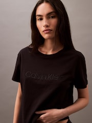 Schwarz - Calvin Klein Tonal Logo 100% Cotton T-Shirt - Bild 4 von 5