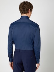 Remus Uomo Blue Slim Fit Cotton Stretch Shirt - Image 3 of 5