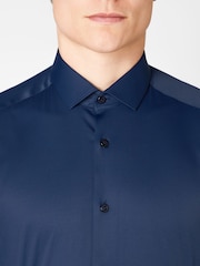 Remus Uomo Blue Slim Fit Cotton Stretch Shirt - Image 4 of 5