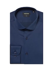 Remus Uomo Blue Slim Fit Cotton Stretch Shirt - Image 5 of 5