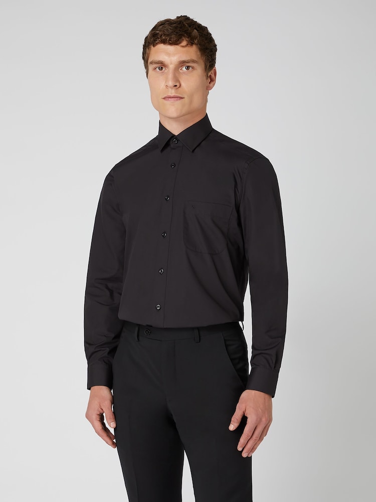 Remus Uomo Black Relaxed Fit Cotton Blend Shirt - Image 1 of 1
